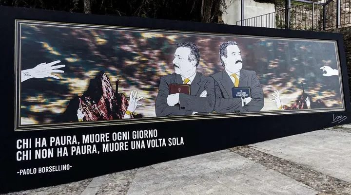 Rosso Costituente, murale di Falcone e Borsellino